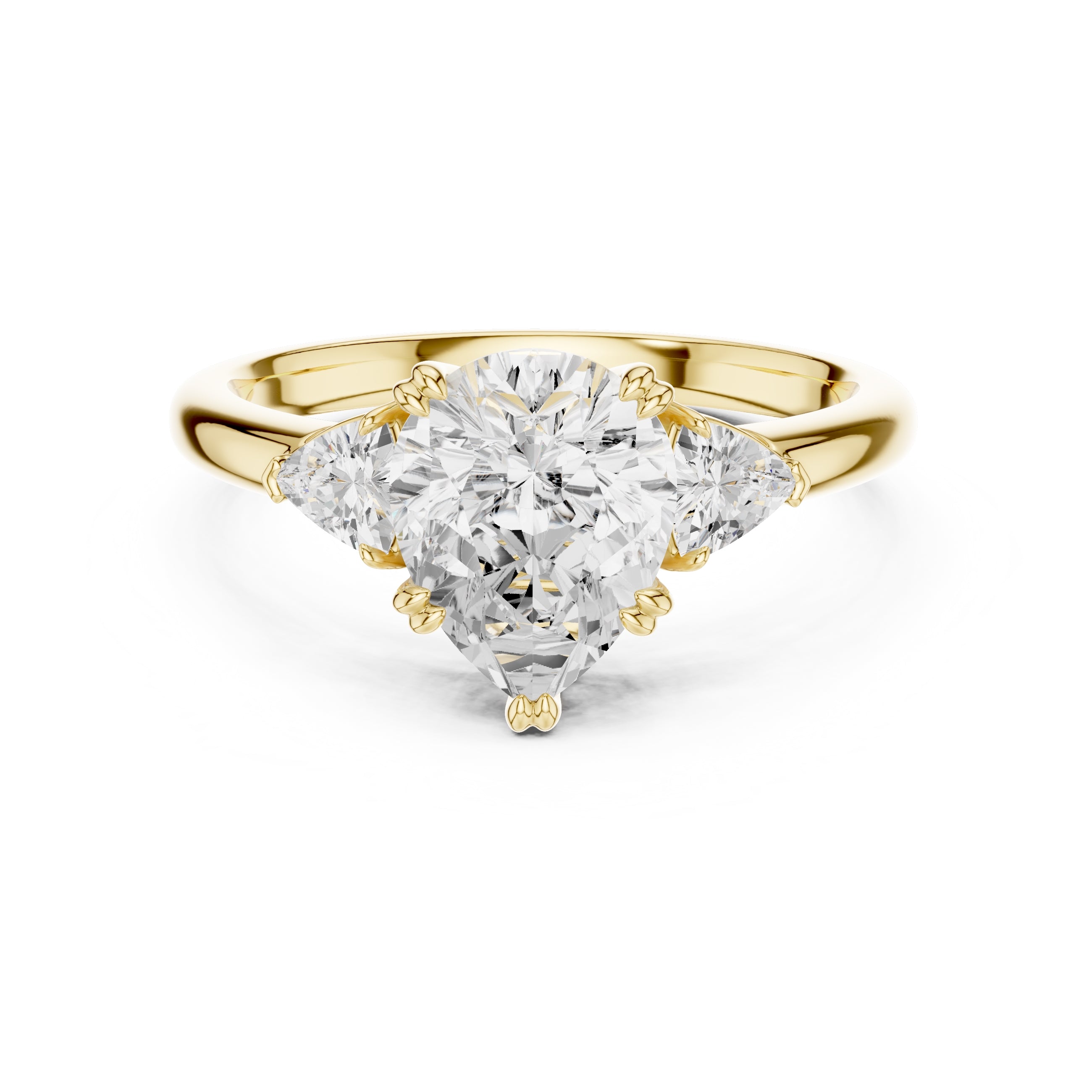 2.00 ct Celestial Three-Stone Engagement Ring 2ct Yellow Gold Pear