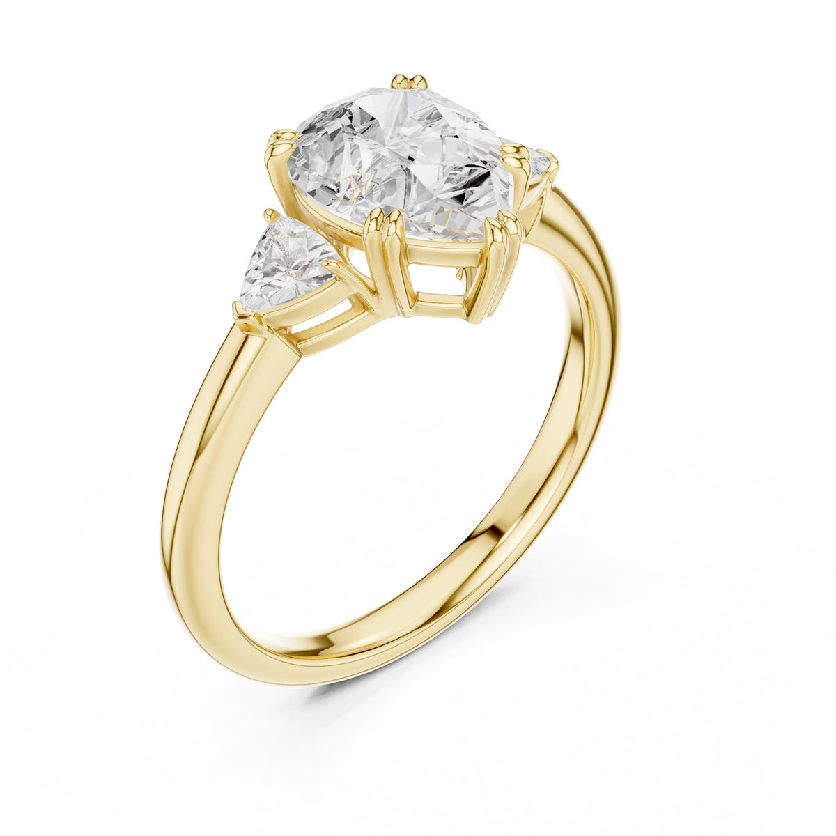 2.00 ct Celestial Three-Stone Engagement Ring 2ct Yellow Gold Pear