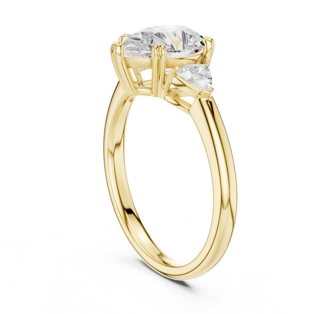 2.00 ct Celestial Three-Stone Engagement Ring 2ct Yellow Gold Pear