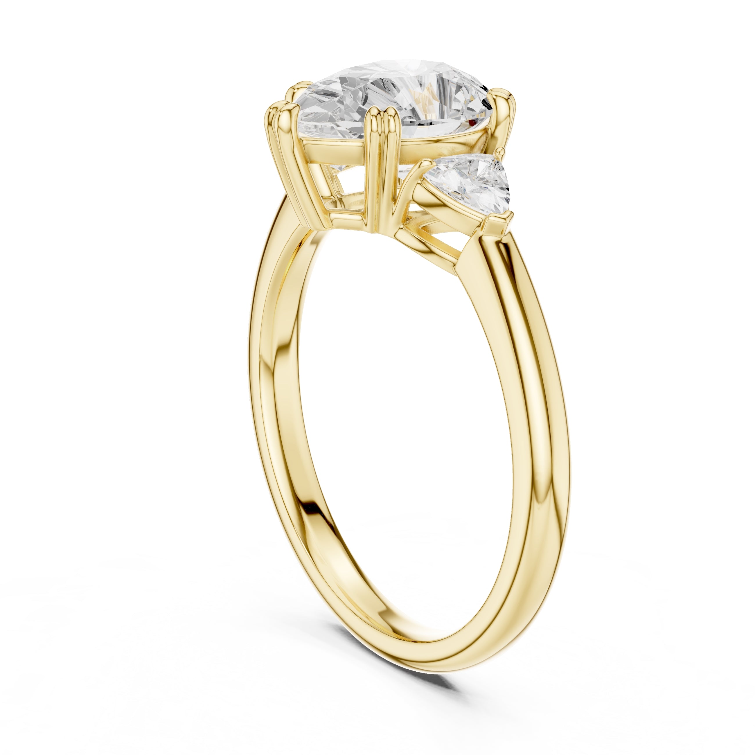 2.00 ct Celestial Three-Stone Engagement Ring 2ct Yellow Gold Pear