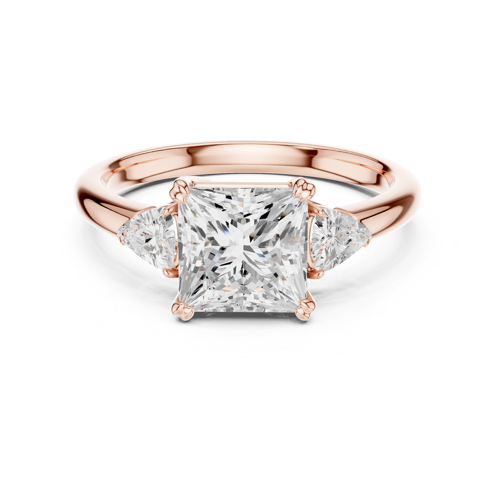 2.00 ct Celestial Three-Stone Engagement Ring 2ct Rose Gold Princess