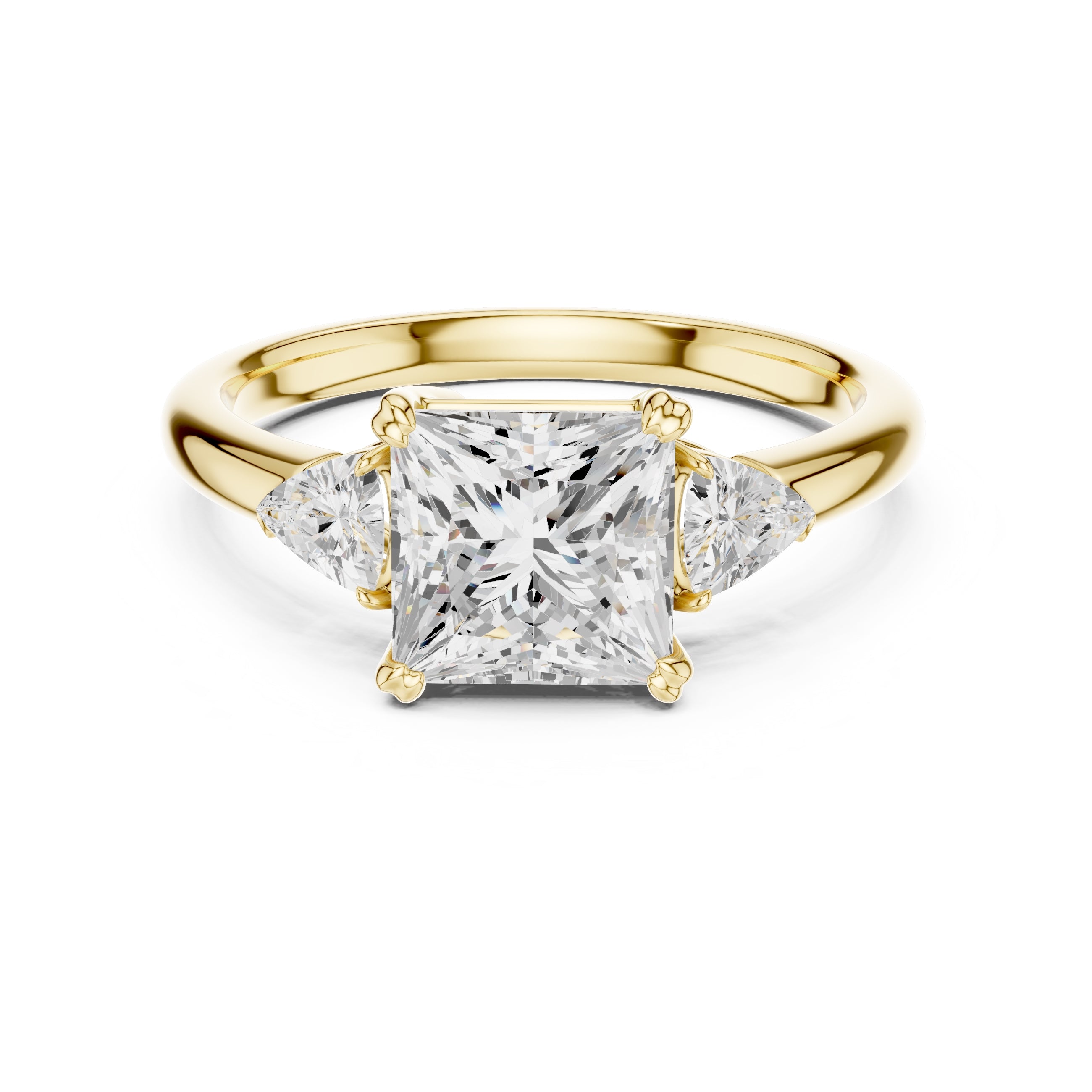 2.00 ct Celestial Three-Stone Engagement Ring 2ct Yellow Gold Princess