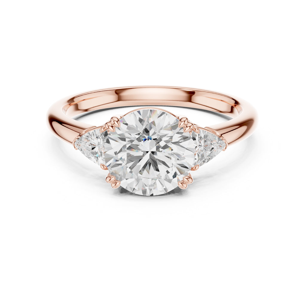 2.00 ct Celestial Three-Stone Engagement Ring 2ct Rose Gold Round