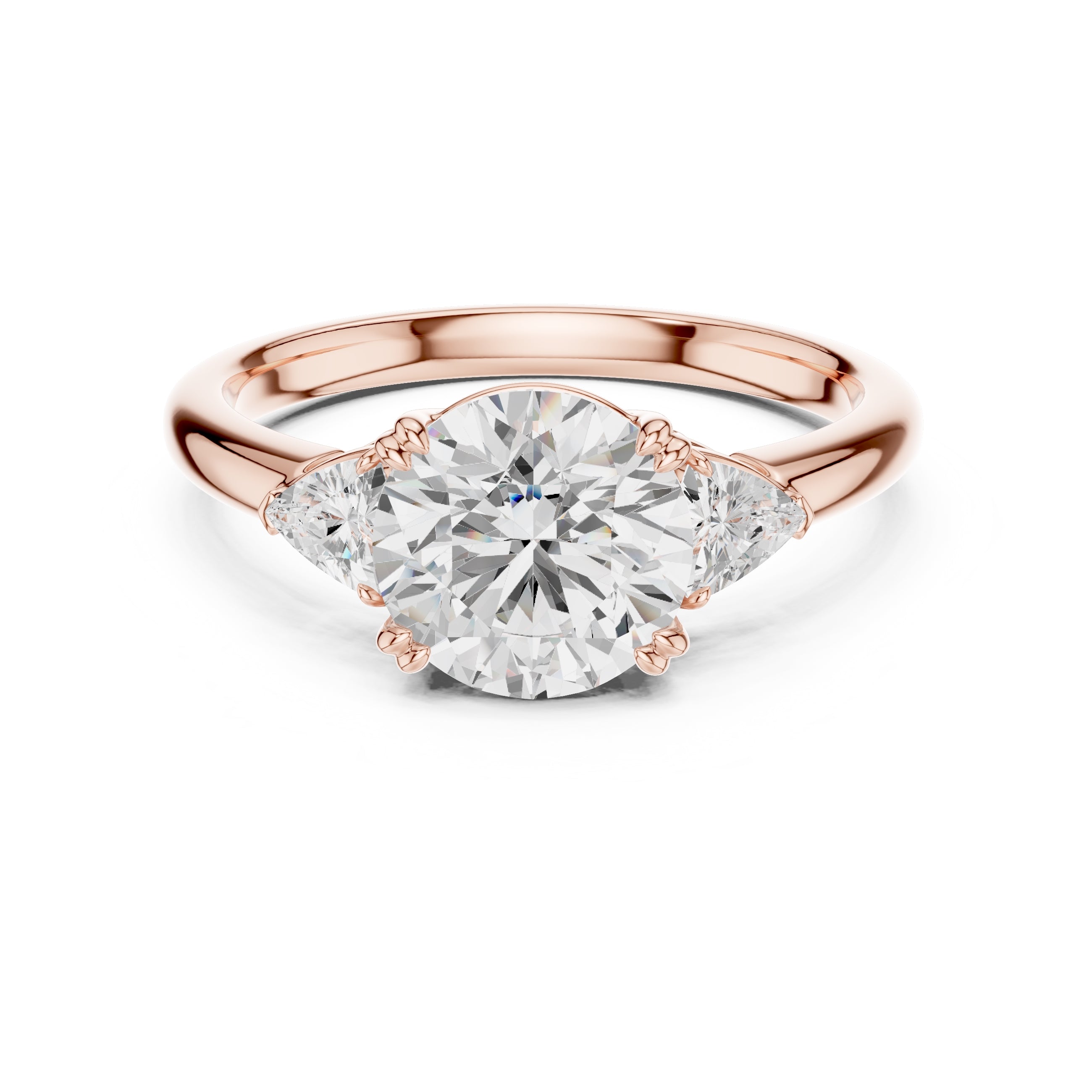 2.00 ct Celestial Three-Stone Engagement Ring 2ct Rose Gold Round