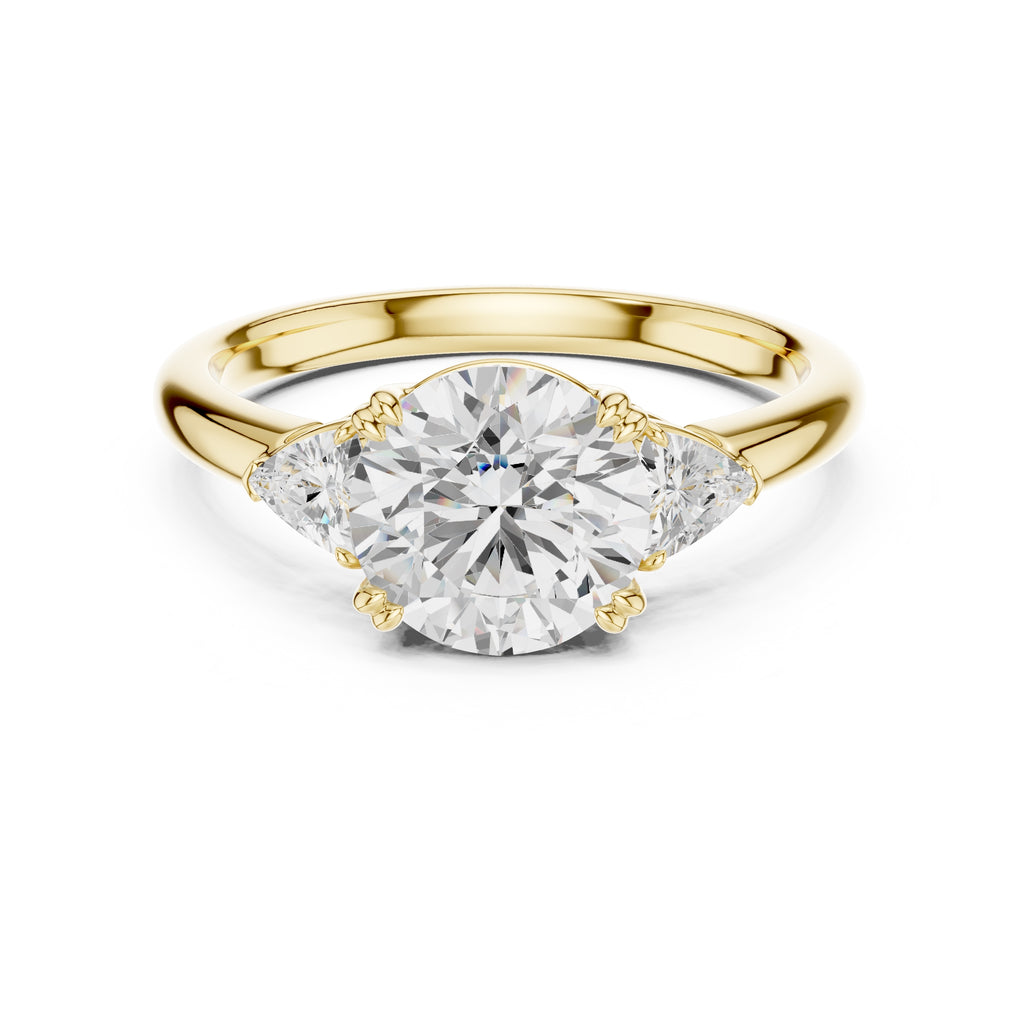 2.00 ct Celestial Three-Stone Engagement Ring 2ct Yellow Gold Round