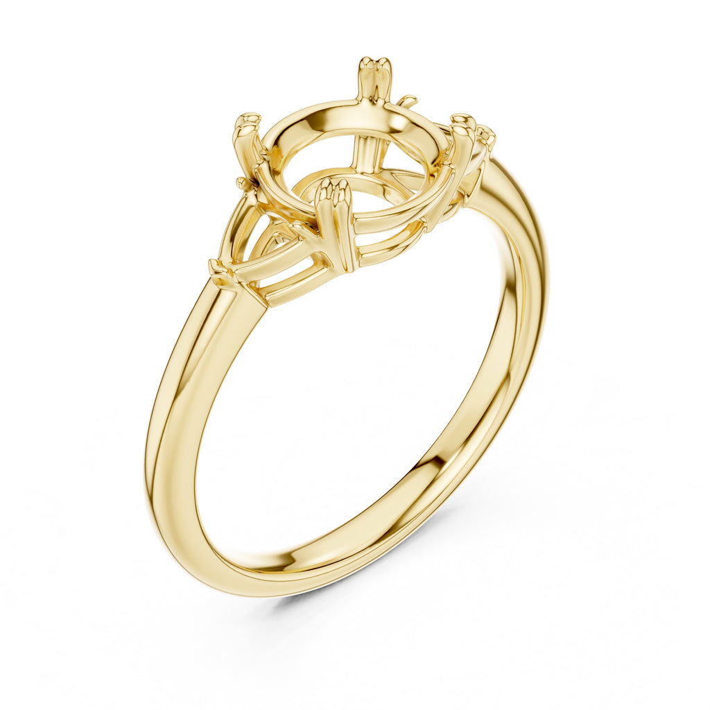 2.00 ct Celestial Three-Stone Engagement Ring 2ct Yellow Gold Round