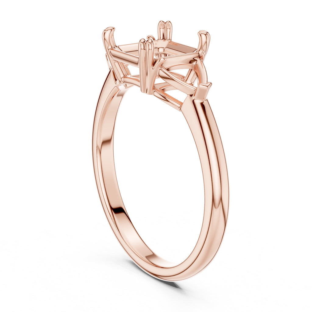 2.00 ct Opulent Three-Stone Engagement Ring 2ct Rose Gold Asscher