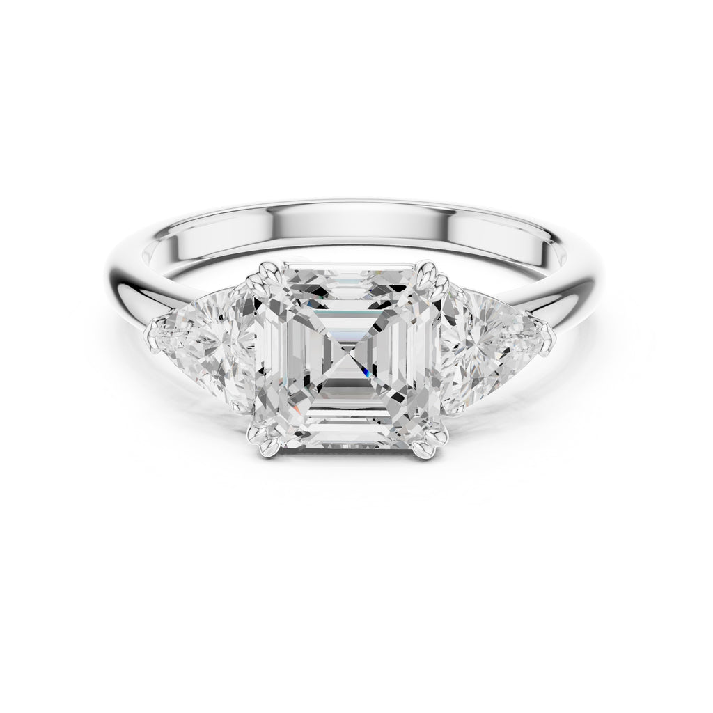 2.00 ct Opulent Three-Stone Engagement Ring 2ct White Gold Asscher
