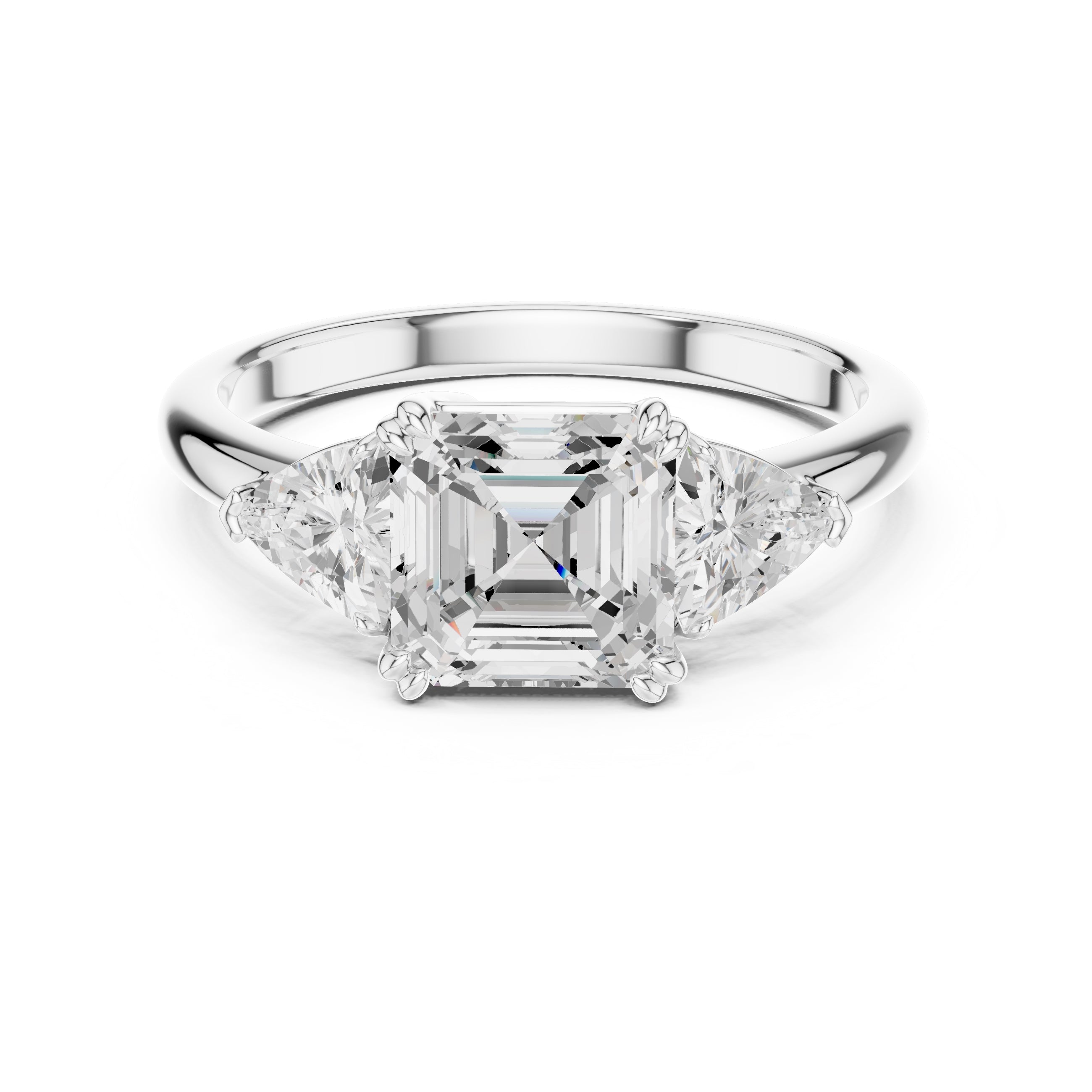 2.00 ct Opulent Three-Stone Engagement Ring 2ct White Gold Asscher