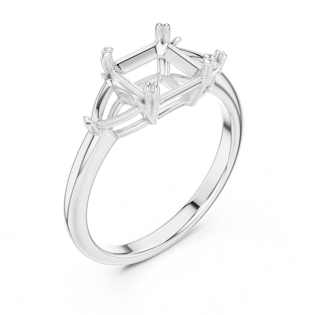 2.00 ct Opulent Three-Stone Engagement Ring 2ct White Gold Asscher