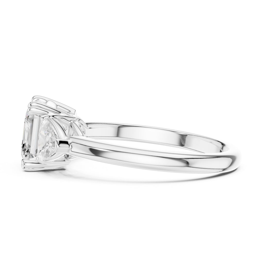 2.00 ct Opulent Three-Stone Engagement Ring 2ct White Gold Asscher