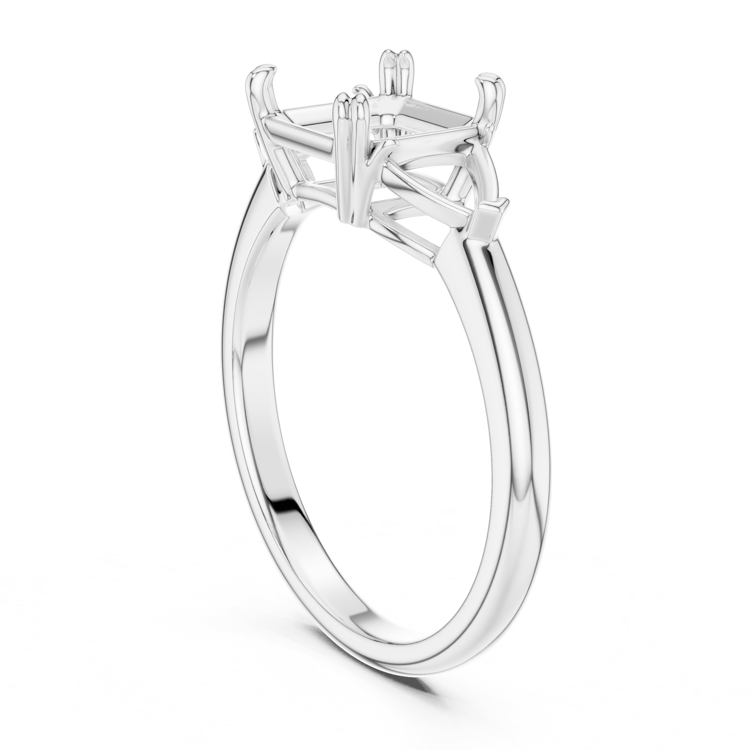 2.00 ct Opulent Three-Stone Engagement Ring 2ct White Gold Asscher