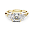 2.00 ct Opulent Three-Stone Engagement Ring 2ct Yellow Gold Asscher