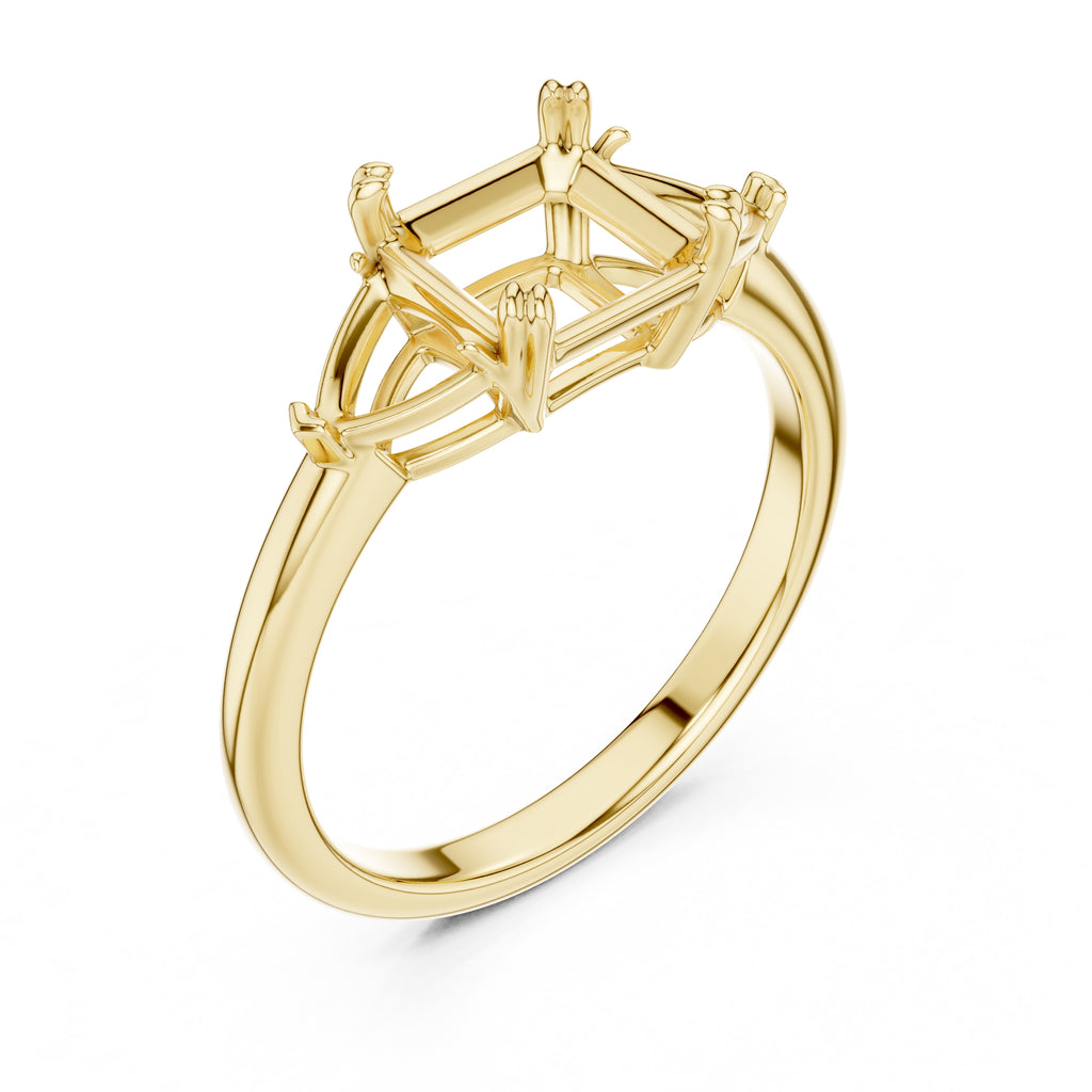 2.00 ct Opulent Three-Stone Engagement Ring 2ct Yellow Gold Asscher
