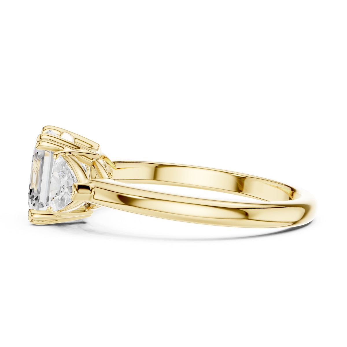 2.00 ct Opulent Three-Stone Engagement Ring 2ct Yellow Gold Asscher