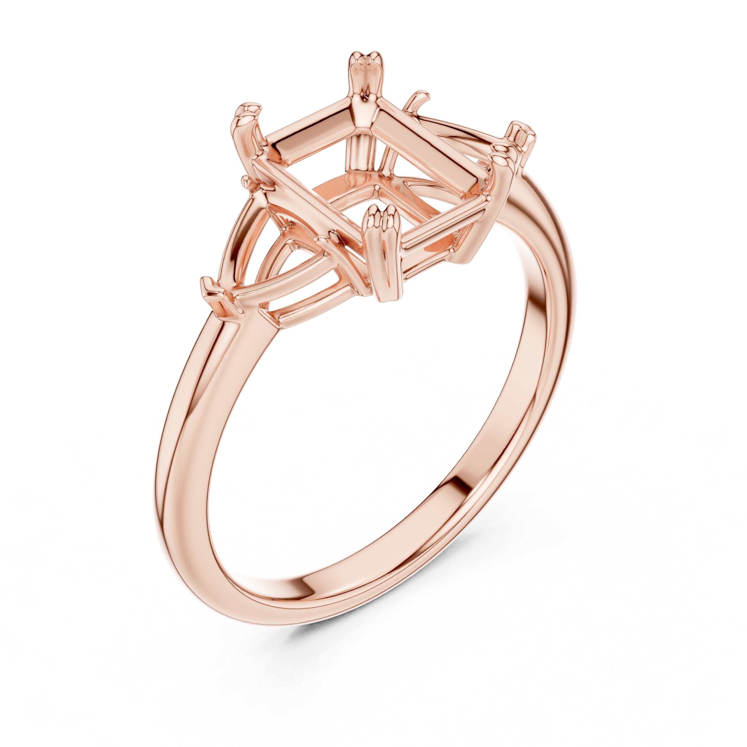 2.00 ct Opulent Three-Stone Engagement Ring 2ct Rose Gold Emerald