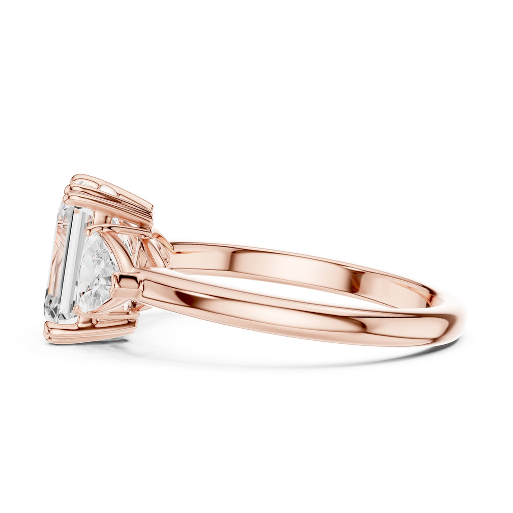 2.00 ct Opulent Three-Stone Engagement Ring 2ct Rose Gold Emerald