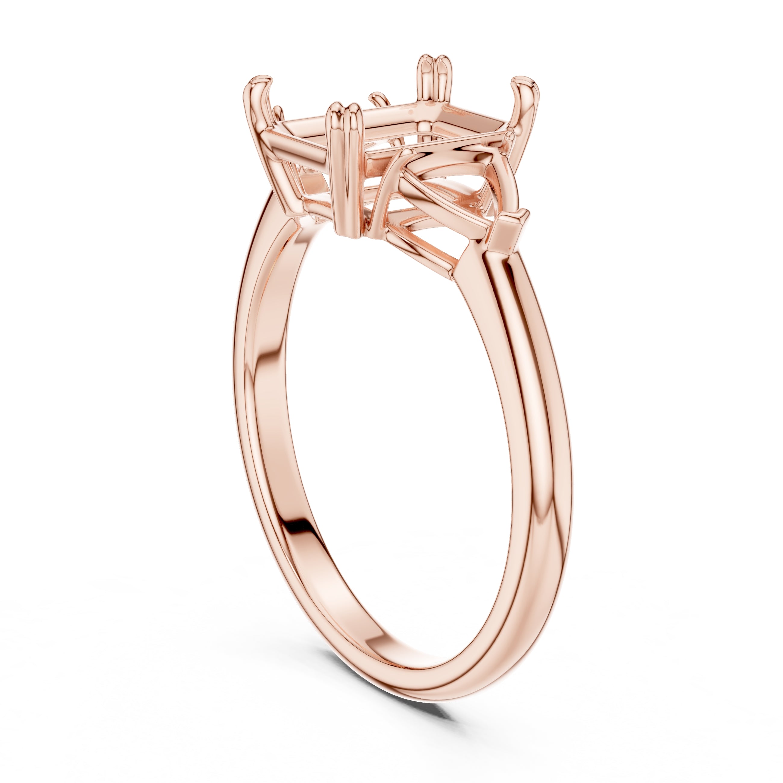 2.00 ct Opulent Three-Stone Engagement Ring 2ct Rose Gold Emerald
