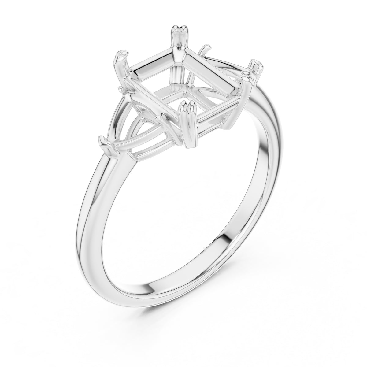 2.00 ct Opulent Three-Stone Engagement Ring 2ct White Gold Emerald
