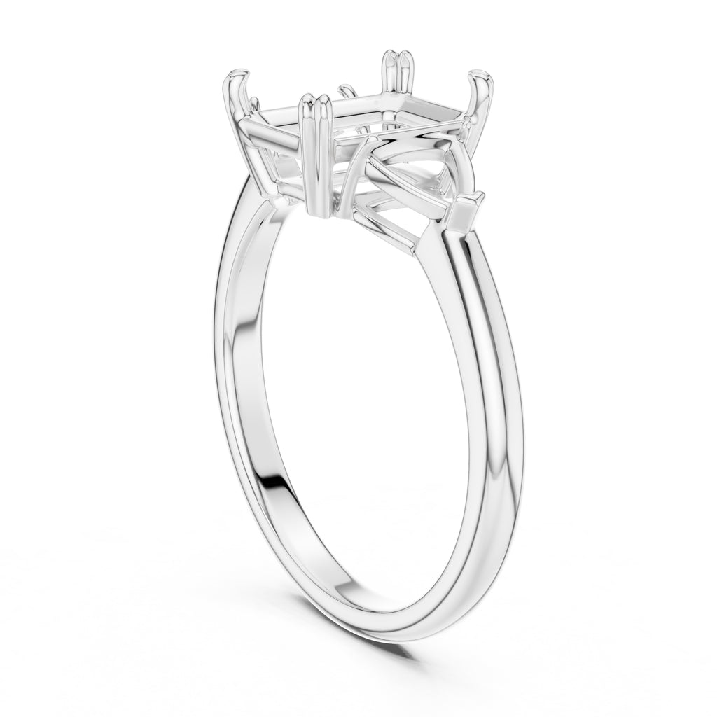 2.00 ct Opulent Three-Stone Engagement Ring 2ct White Gold Emerald