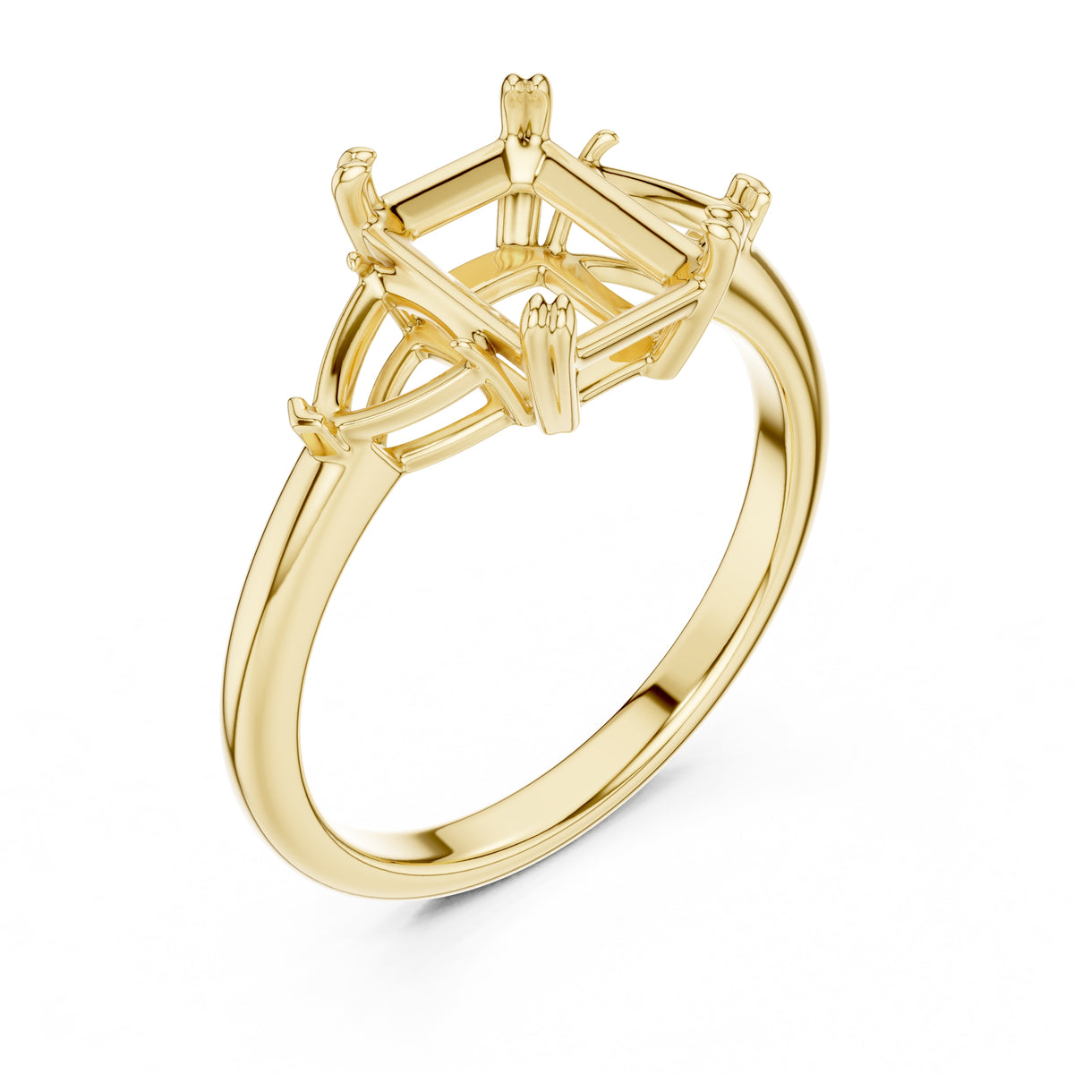 2.00 ct Opulent Three-Stone Engagement Ring 2ct Yellow Gold Emerald