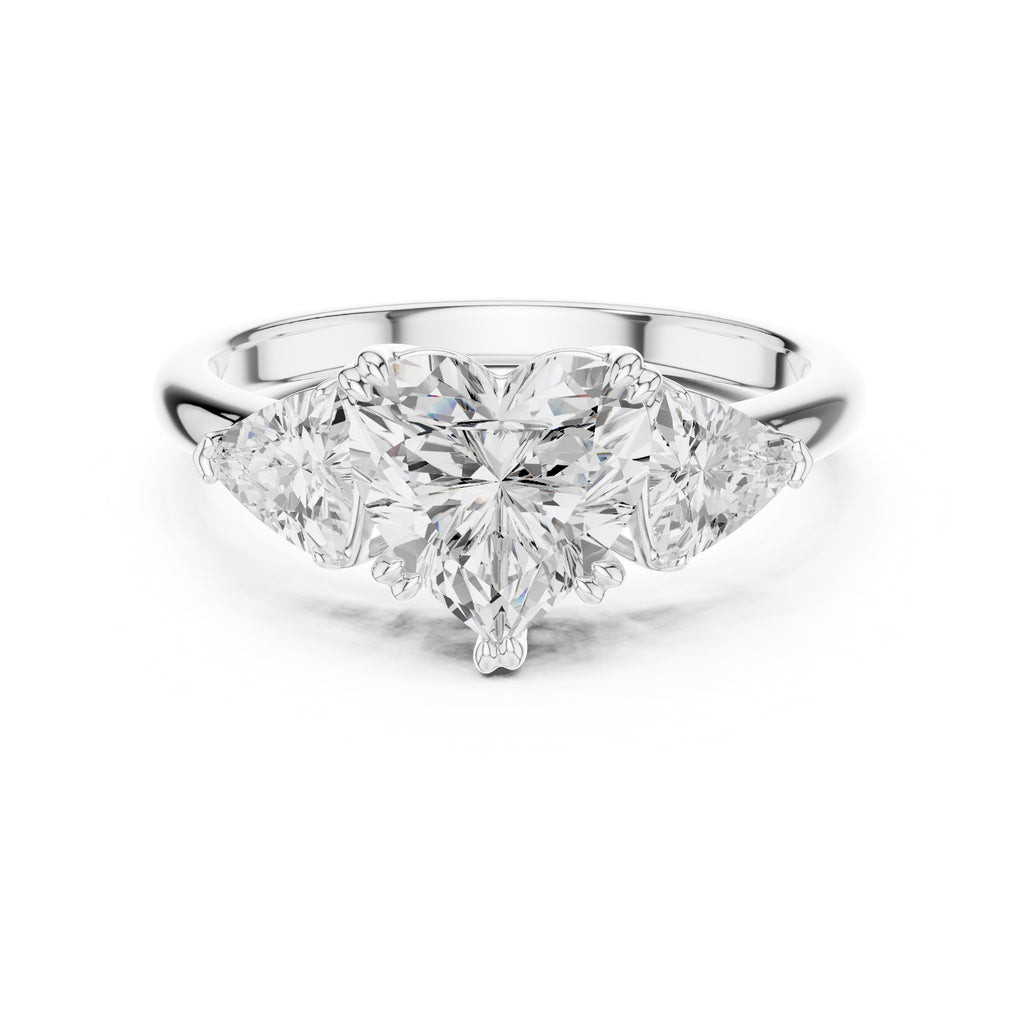 2.00 ct Opulent Three-Stone Engagement Ring 2ct White Gold Heart