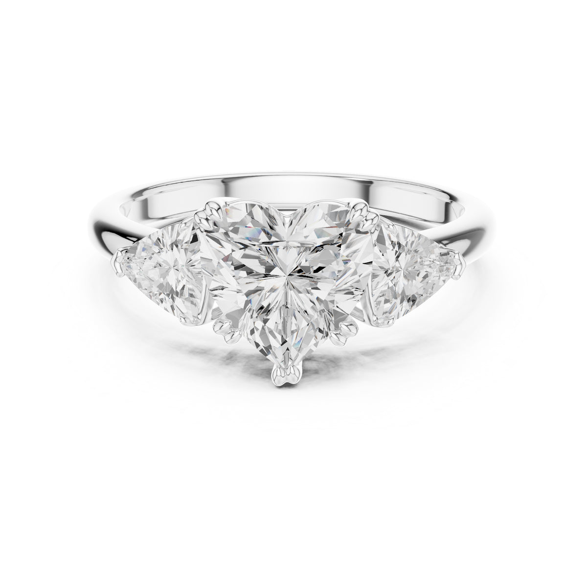 2.00 ct Opulent Three-Stone Engagement Ring 2ct White Gold Heart