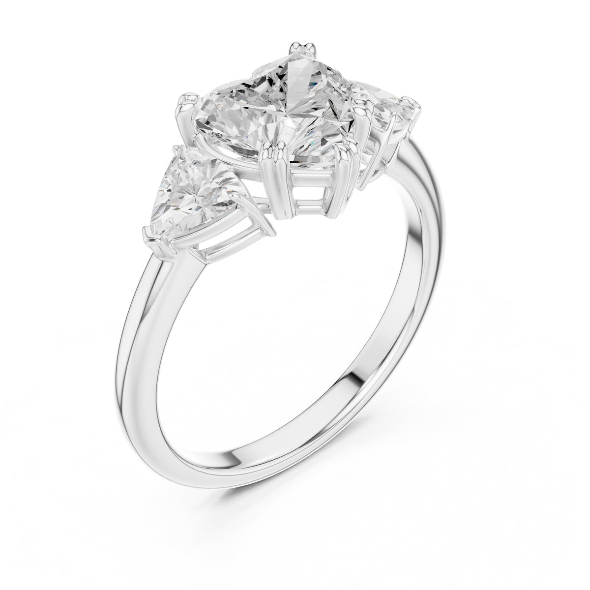 2.00 ct Opulent Three-Stone Engagement Ring 2ct White Gold Heart