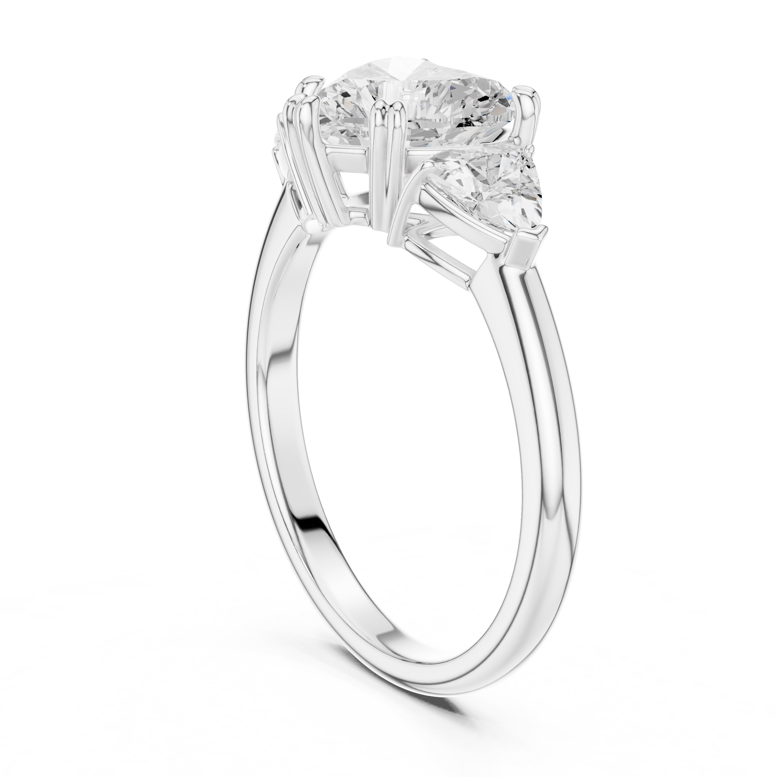 2.00 ct Opulent Three-Stone Engagement Ring 2ct White Gold Heart