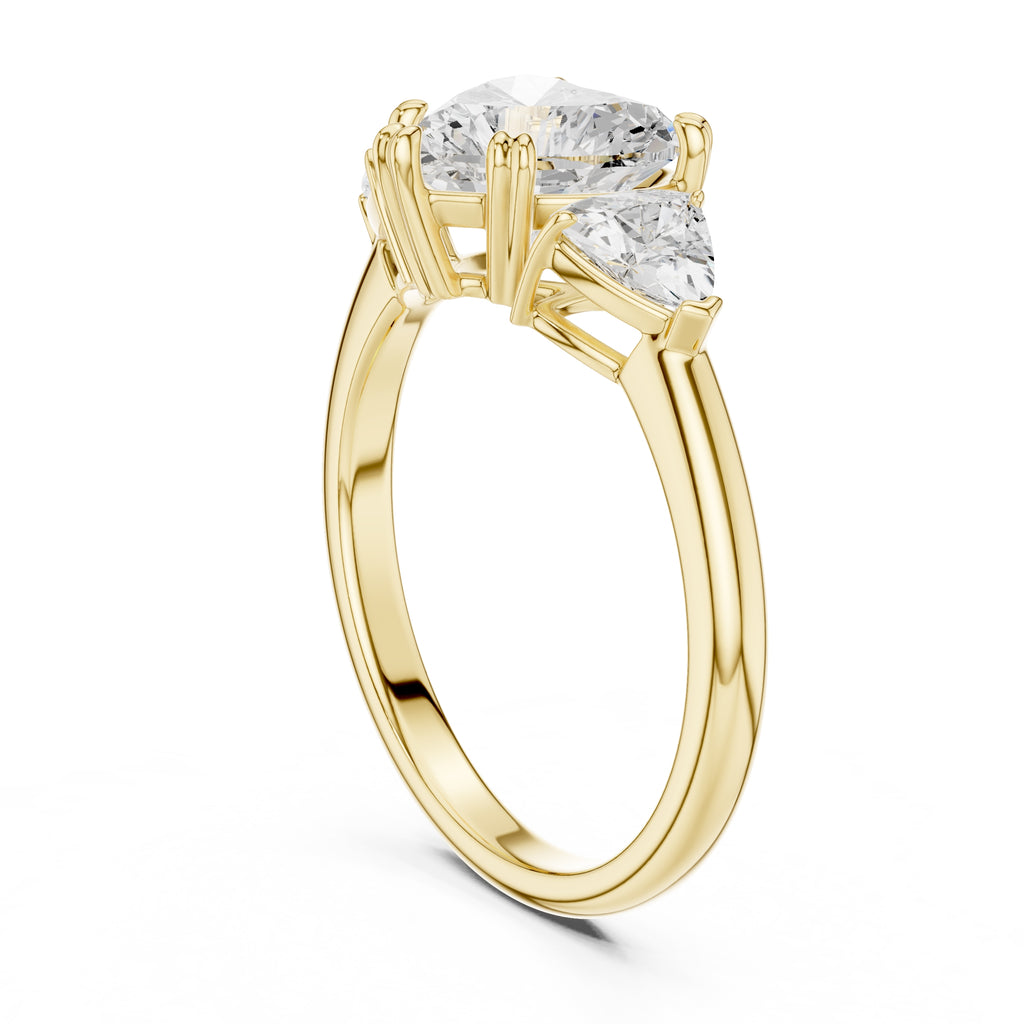 2.00 ct Opulent Three-Stone Engagement Ring 2ct Yellow Gold Heart