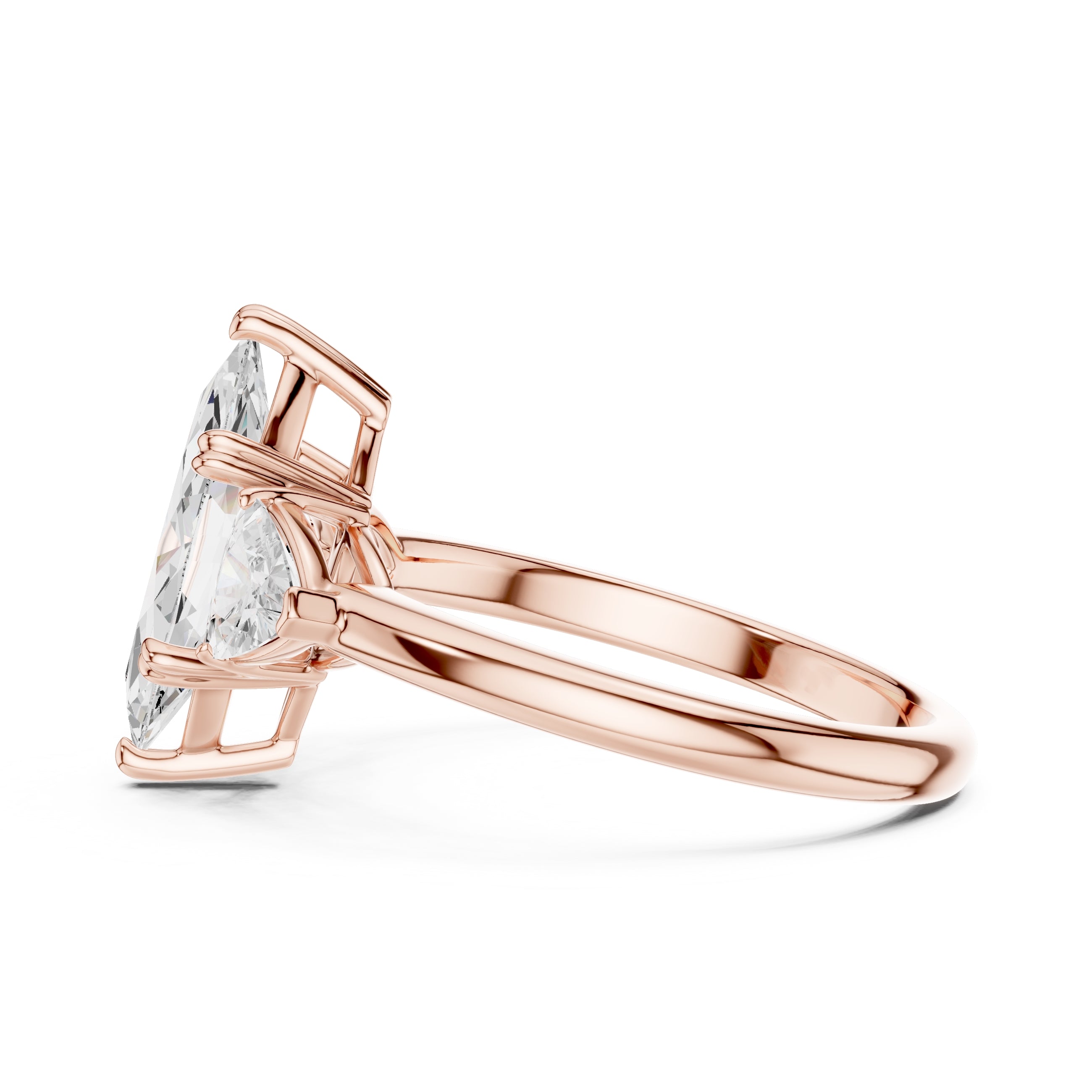 2.00 ct Opulent Three-Stone Engagement Ring 2ct Rose Gold Marquise