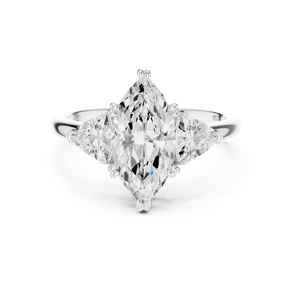 2.00 ct Opulent Three-Stone Engagement Ring 2ct White Gold Marquise