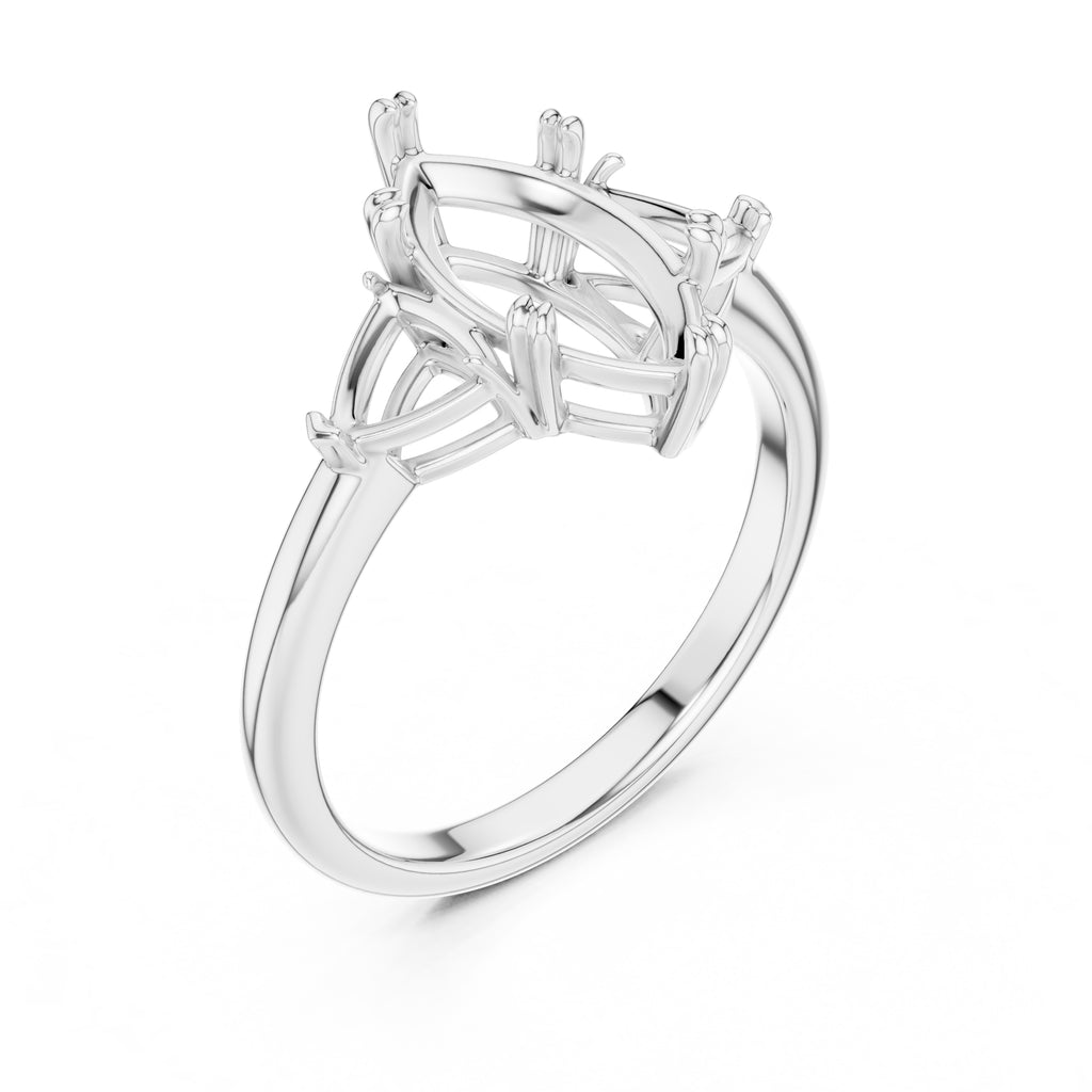 2.00 ct Opulent Three-Stone Engagement Ring 2ct White Gold Marquise