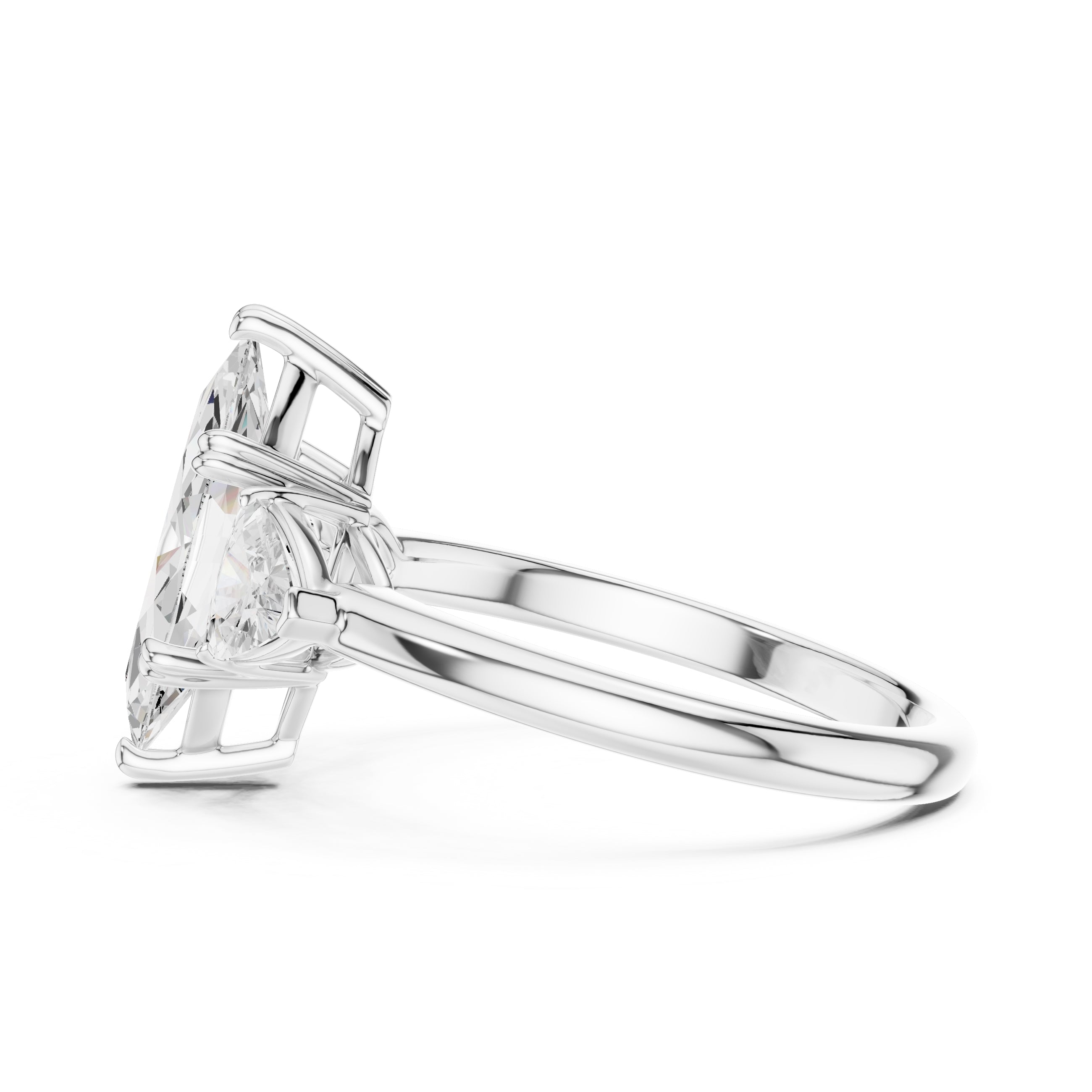 2.00 ct Opulent Three-Stone Engagement Ring 2ct White Gold Marquise