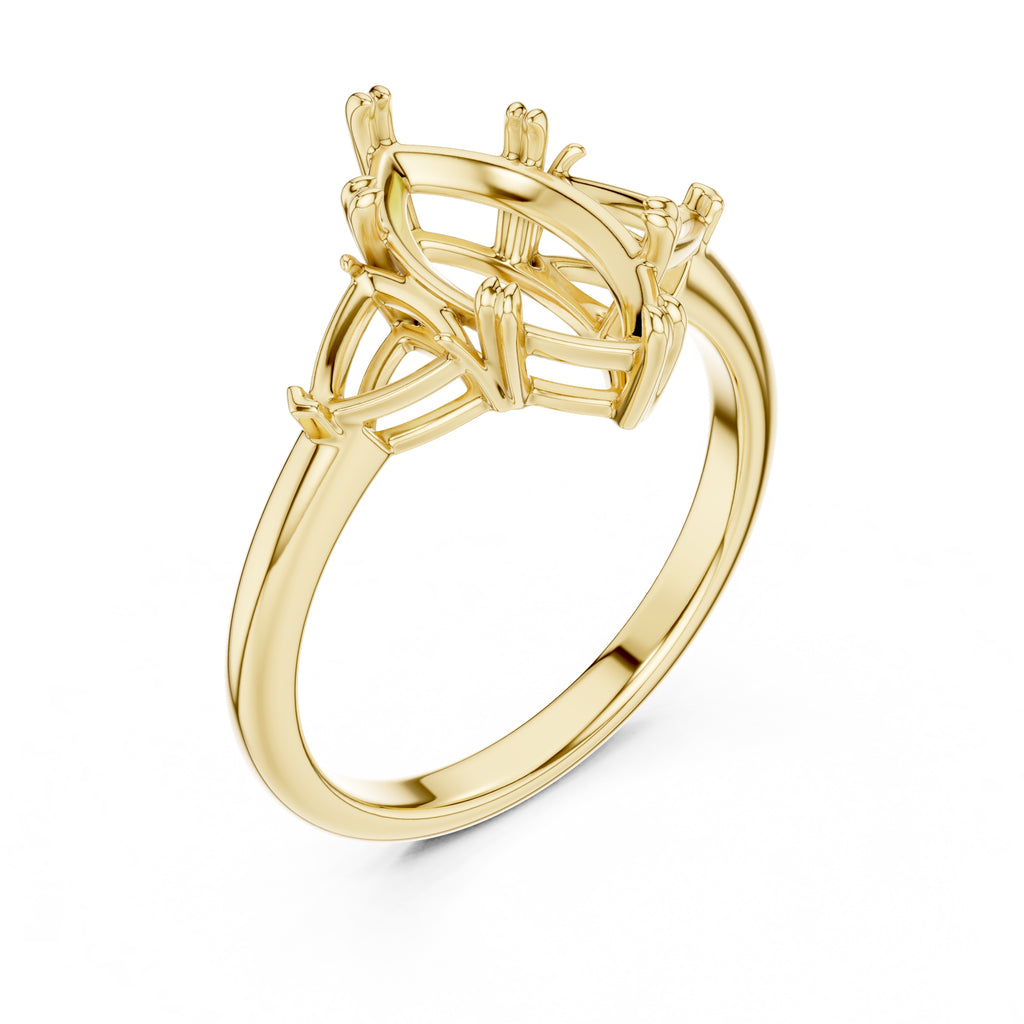 2.00 ct Opulent Three-Stone Engagement Ring 2ct Yellow Gold Marquise