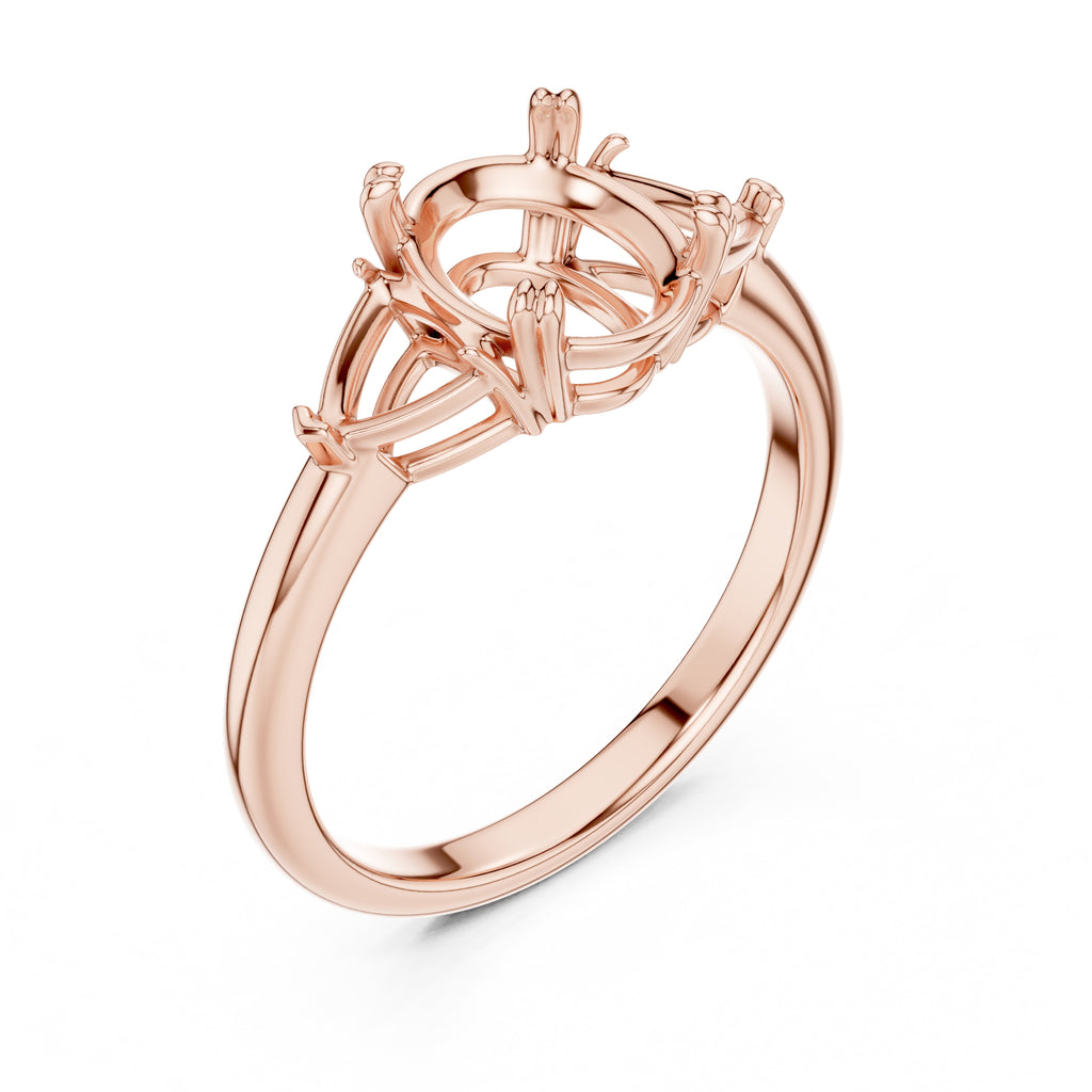 2.00 ct Opulent Three-Stone Engagement Ring 2ct Rose Gold Oval