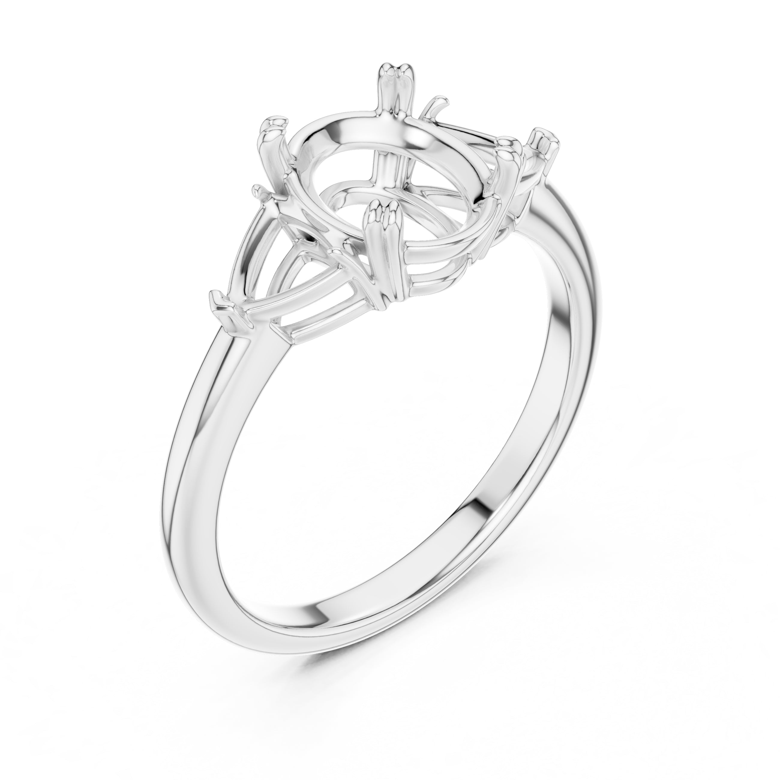 2.00 ct Opulent Three-Stone Engagement Ring 2ct White Gold Oval