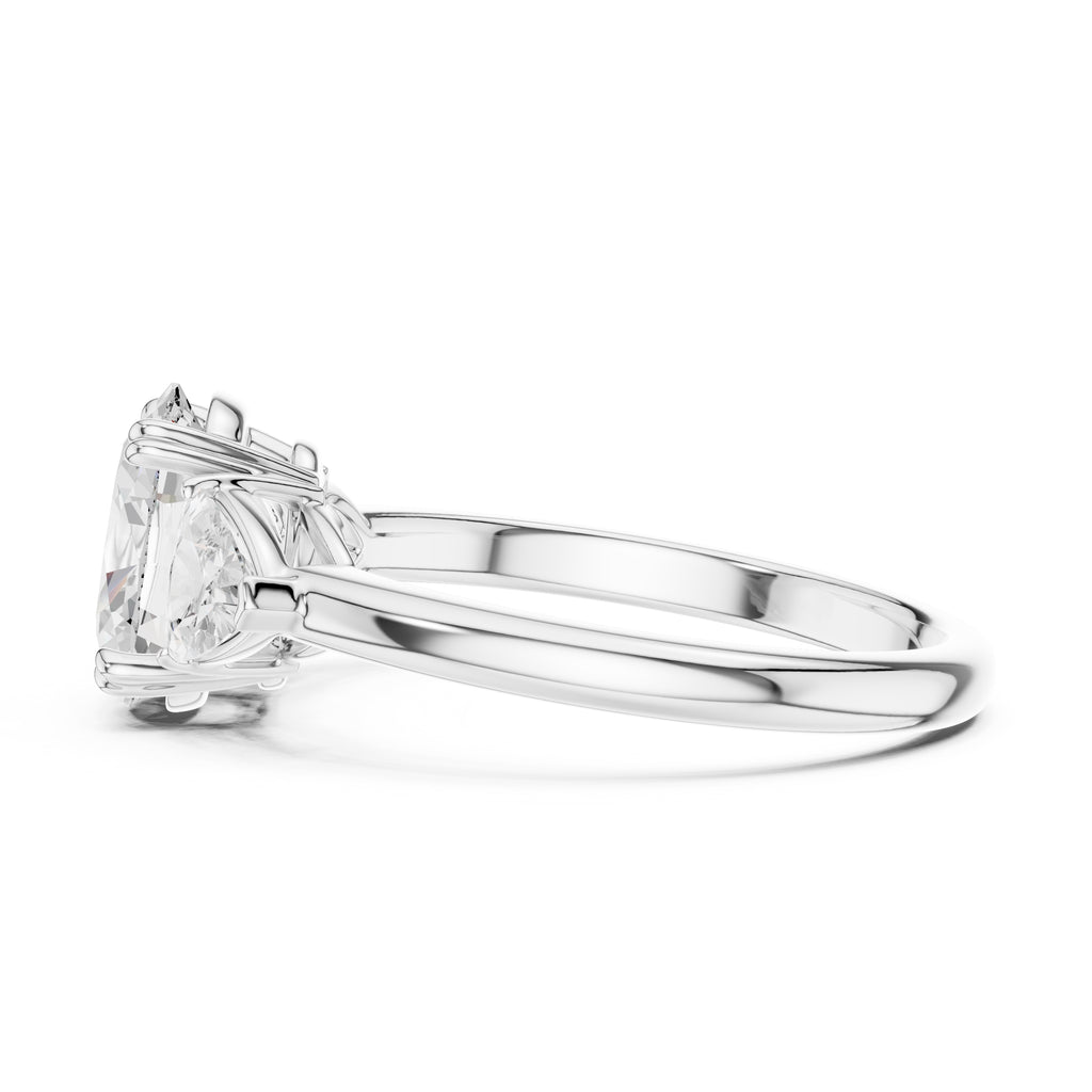 2.00 ct Opulent Three-Stone Engagement Ring 2ct White Gold Oval