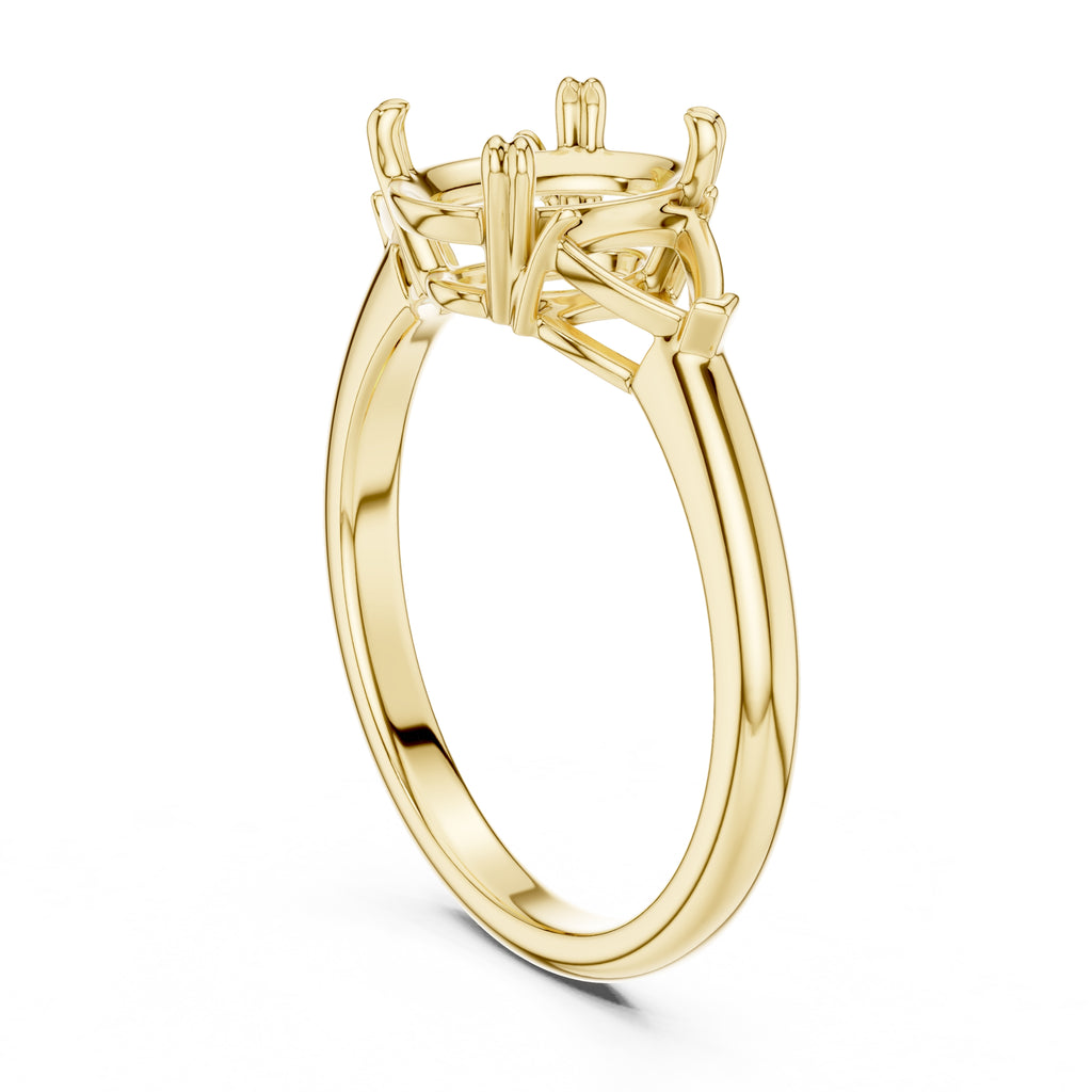 2.00 ct Opulent Three-Stone Engagement Ring 2ct Yellow Gold Oval