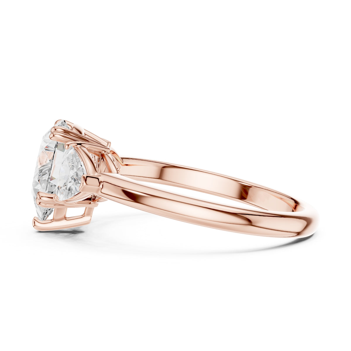 2.00 ct Opulent Three-Stone Engagement Ring 2ct Rose Gold Pear