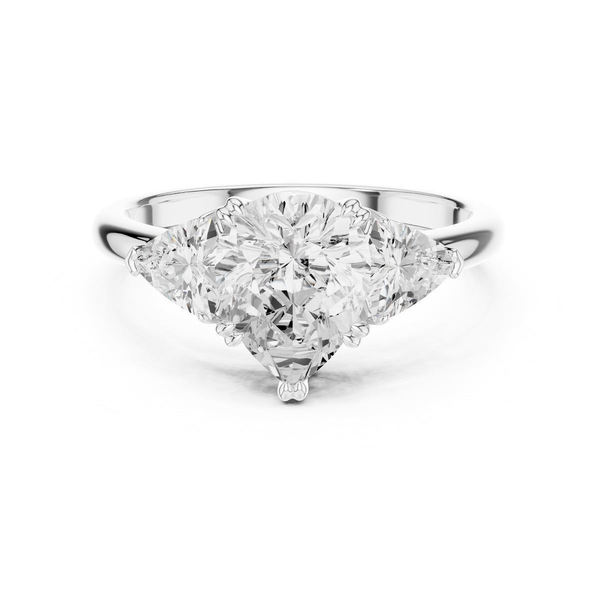 2.00 ct Opulent Three-Stone Engagement Ring 2ct White Gold Pear