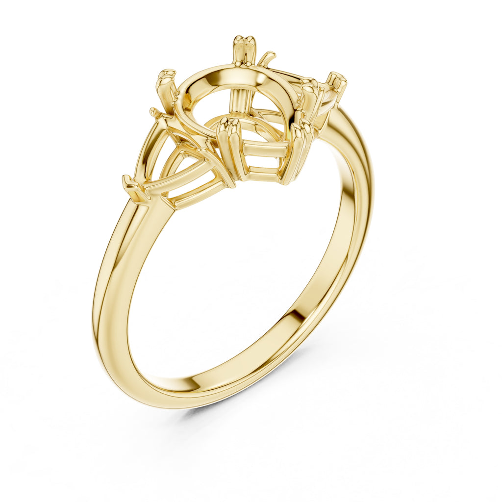 2.00 ct Opulent Three-Stone Engagement Ring 2ct Yellow Gold Pear