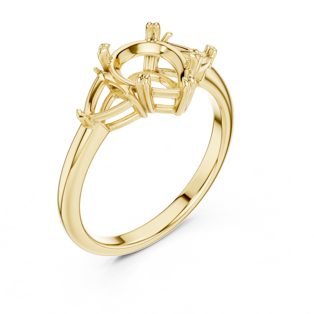 2.00 ct Opulent Three-Stone Engagement Ring 2ct Yellow Gold Pear