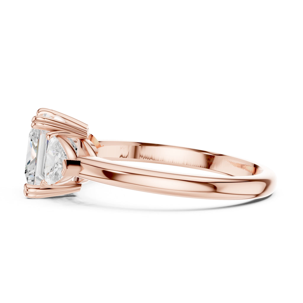 2.00 ct Opulent Three-Stone Engagement Ring 2ct Rose Gold Princess