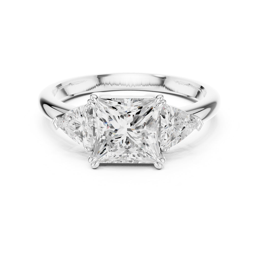 2.00 ct Opulent Three-Stone Engagement Ring 2ct White Gold Princess