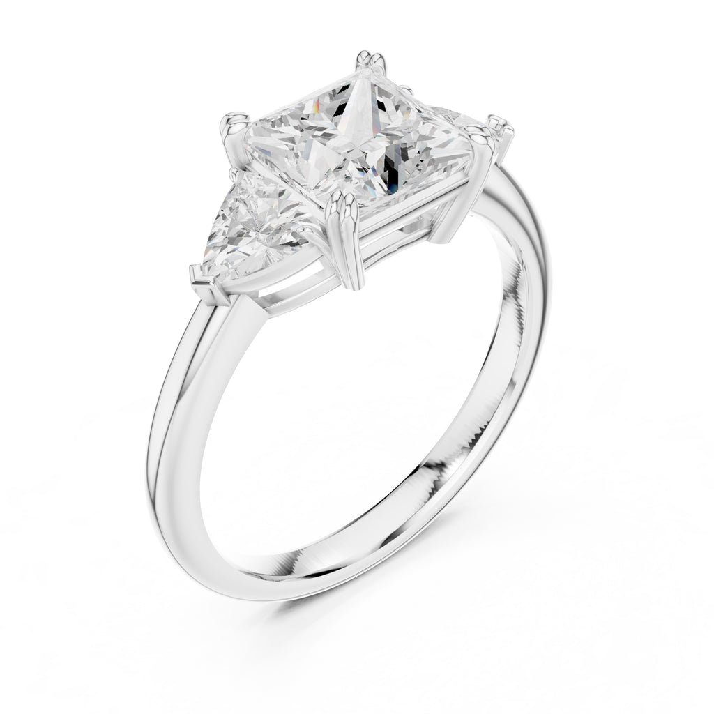 2.00 ct Opulent Three-Stone Engagement Ring 2ct White Gold Princess