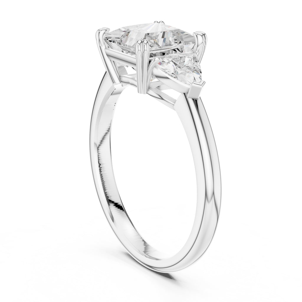 2.00 ct Opulent Three-Stone Engagement Ring 2ct White Gold Princess