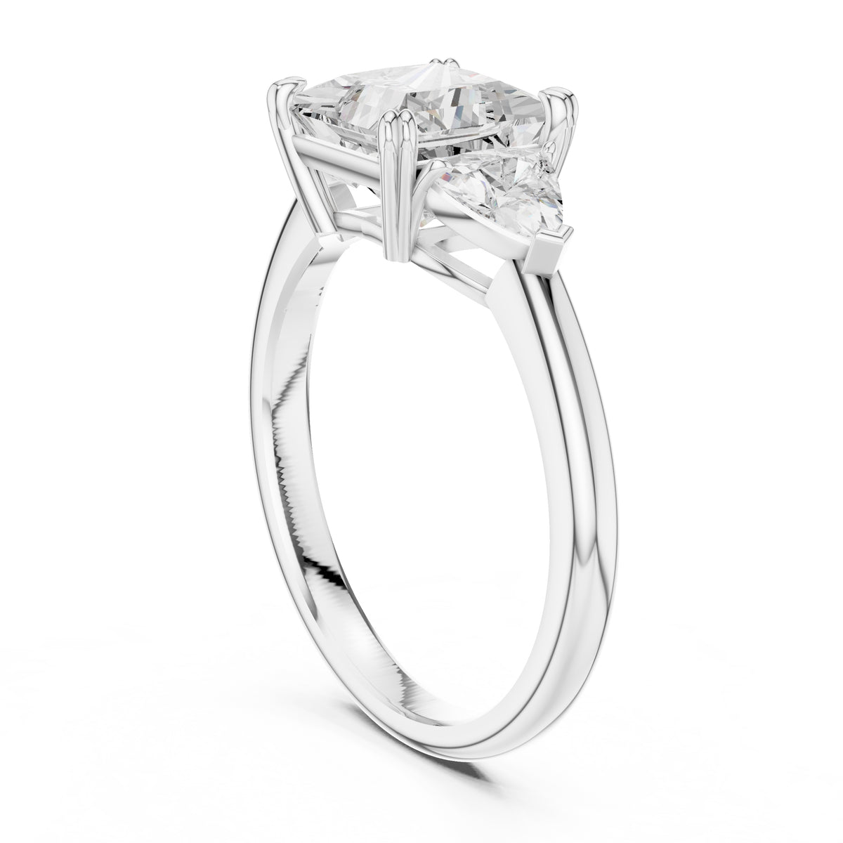 2.00 ct Opulent Three-Stone Engagement Ring 2ct White Gold Princess