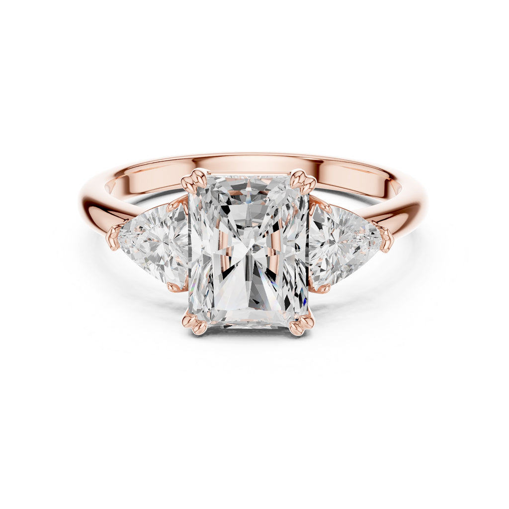 2.00 ct Opulent Three-Stone Engagement Ring 2ct Rose Gold Radiant