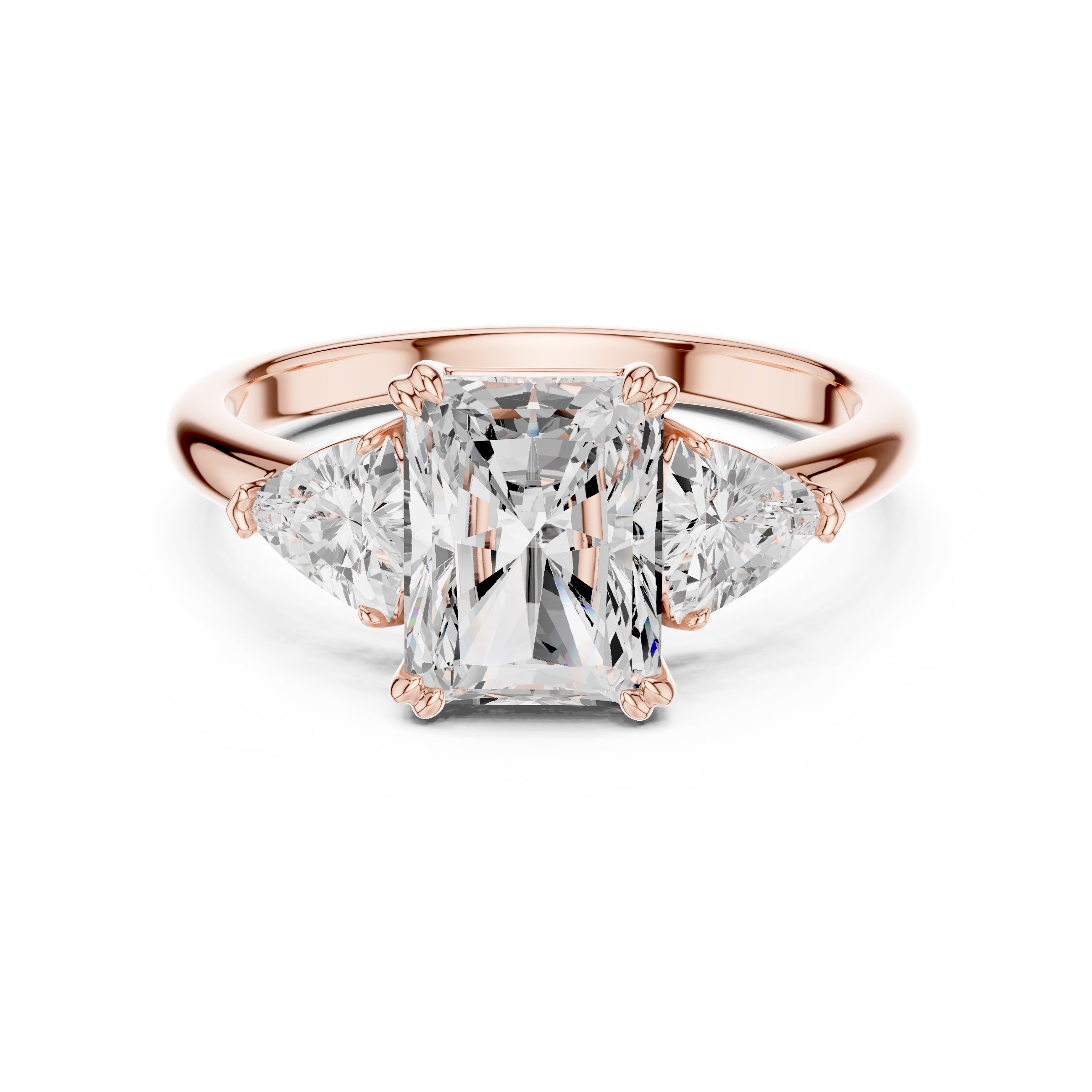 2.00 ct Opulent Three-Stone Engagement Ring 2ct Rose Gold Radiant